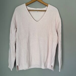 WHITE + WARREN‎ Merino Wool Blend Sweater Size Small Oversized Ribbed Boxy